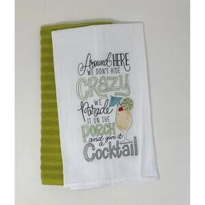 Embroidered Kitchen Towel Gift Set Around Here We Don't Hide Crazy We Parade It